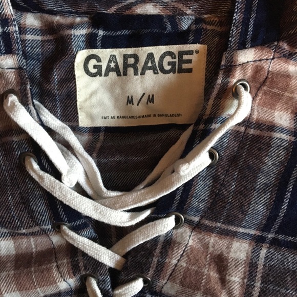 Garage Tie Up Cropped Flannel - Picture 2 of 2